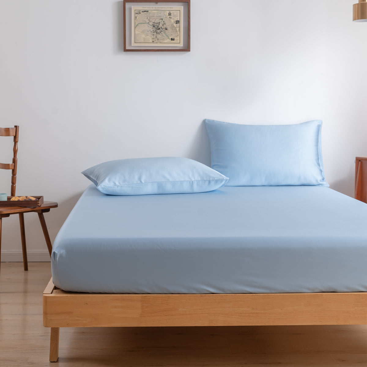 Hoeslaken Bamboe 400TC Sky Blue 40cm