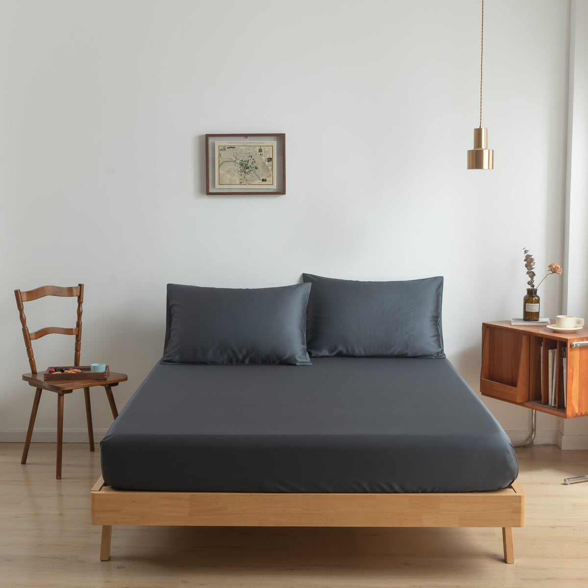 Hoeslaken Bamboe  400TC Space Blue 40cm