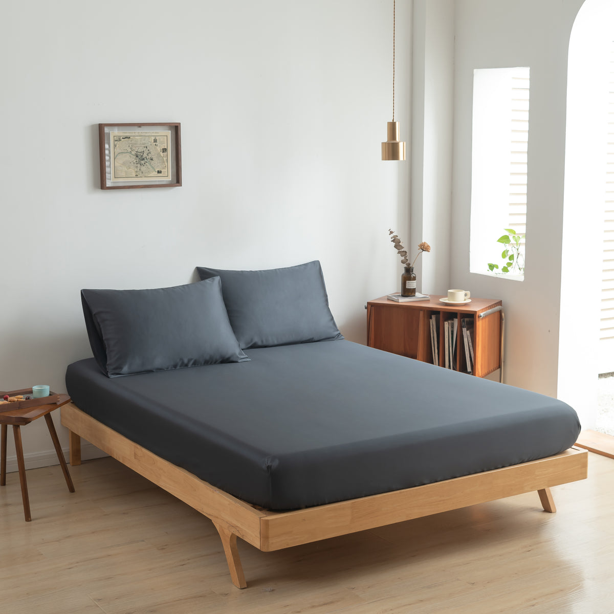 Hoeslaken Bamboe  400TC Space Blue 40cm