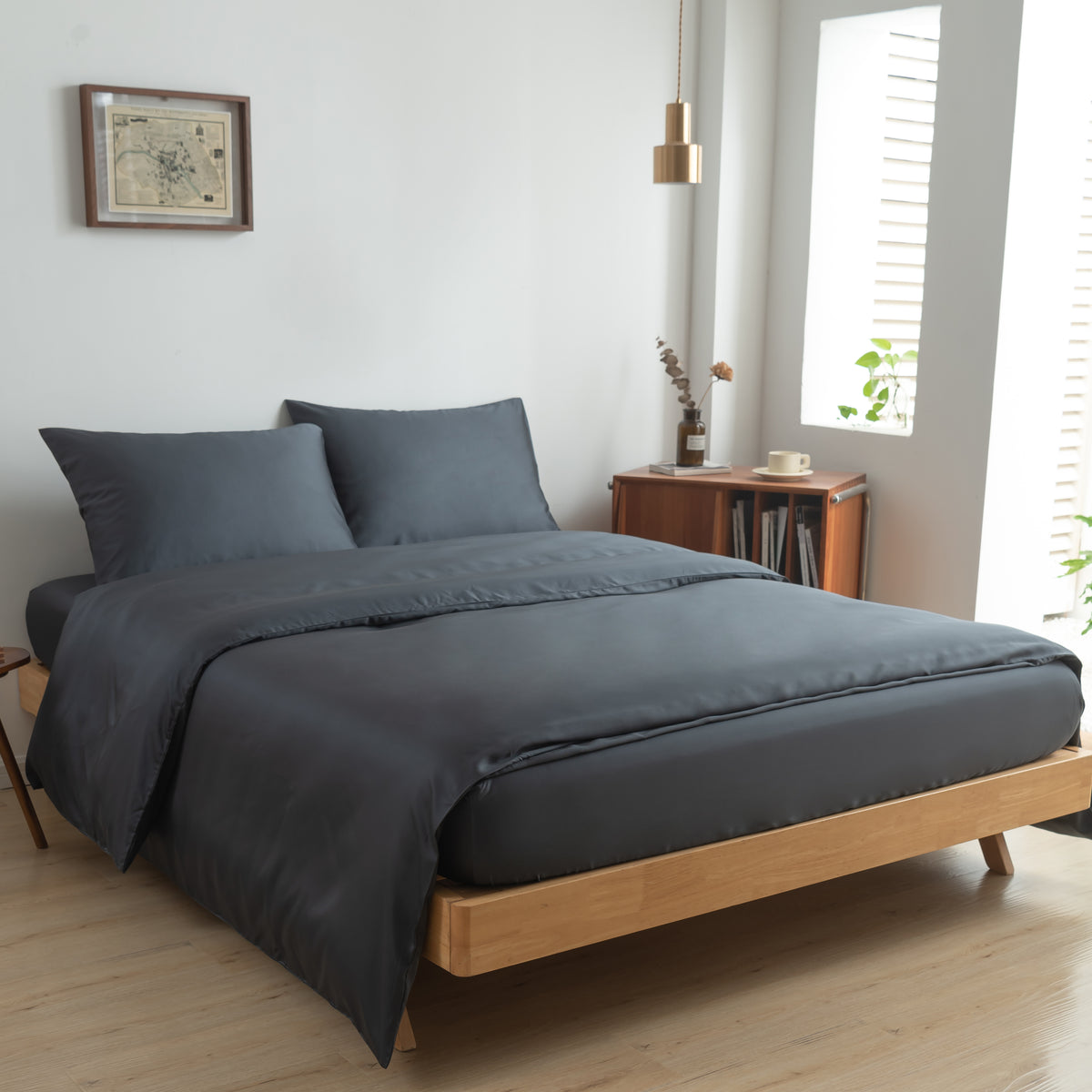 Hoeslaken Bamboe  400TC Space Blue 40cm