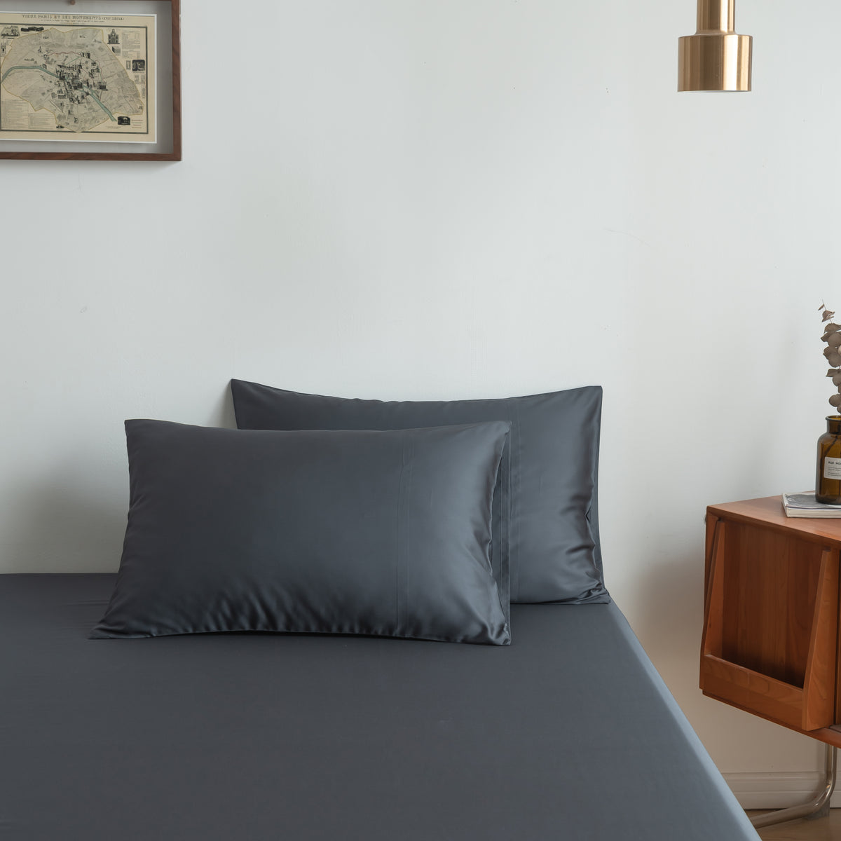 Hoeslaken Bamboe  400TC Space Blue 40cm