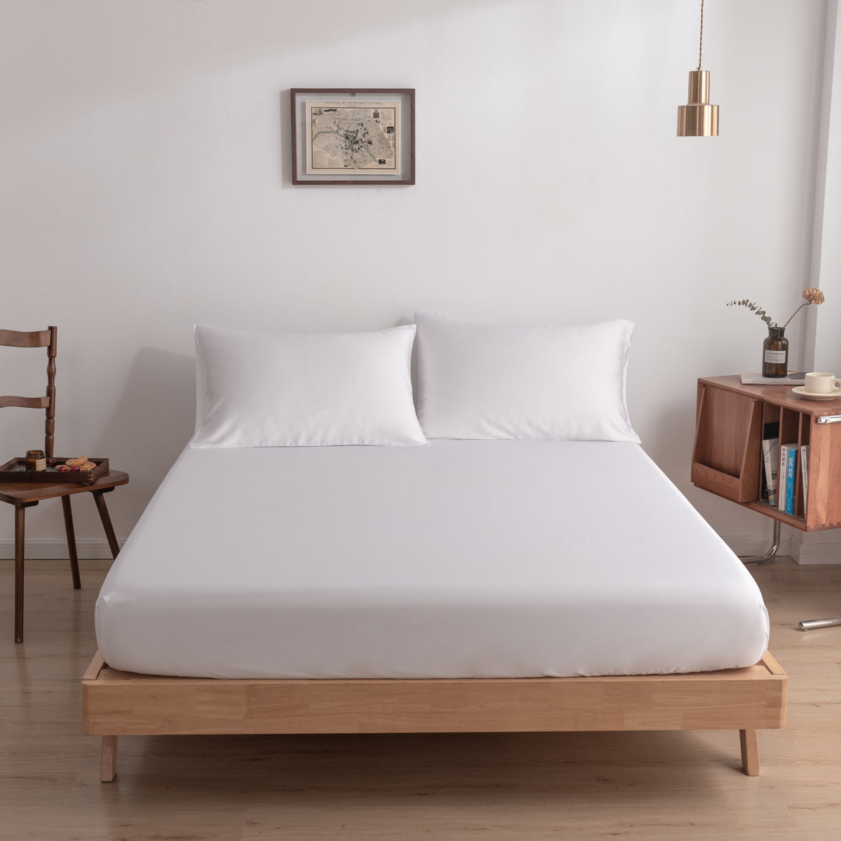 Hoeslaken Bamboe 400TC Coco White