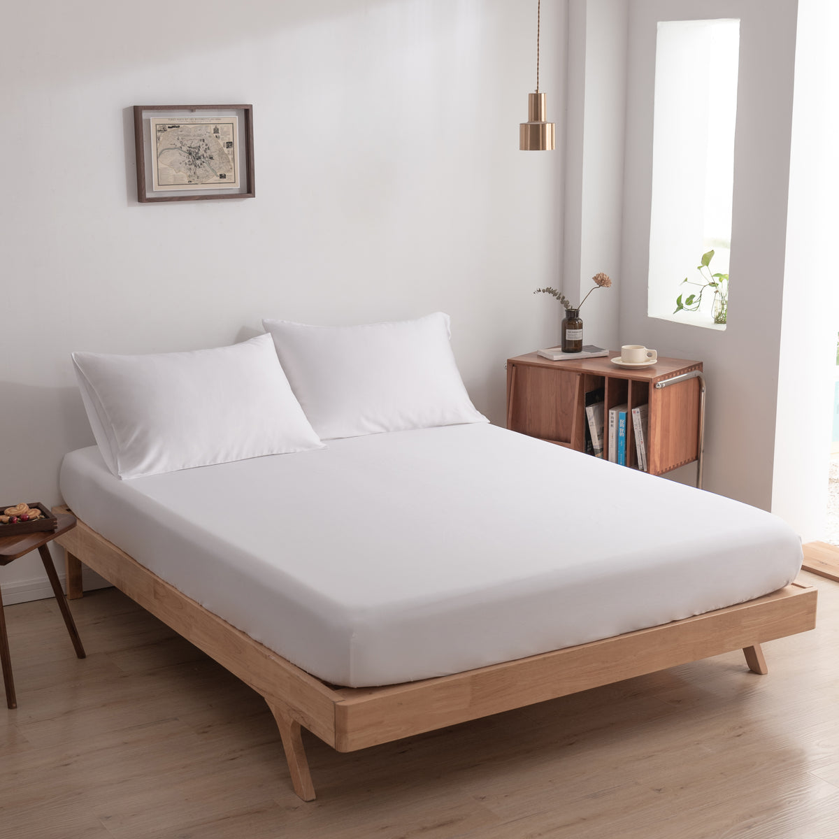 Hoeslaken Bamboe 400TC Coco White