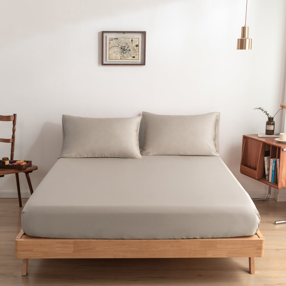 Hoeslaken Bamboe 400TC Taupe 40cm