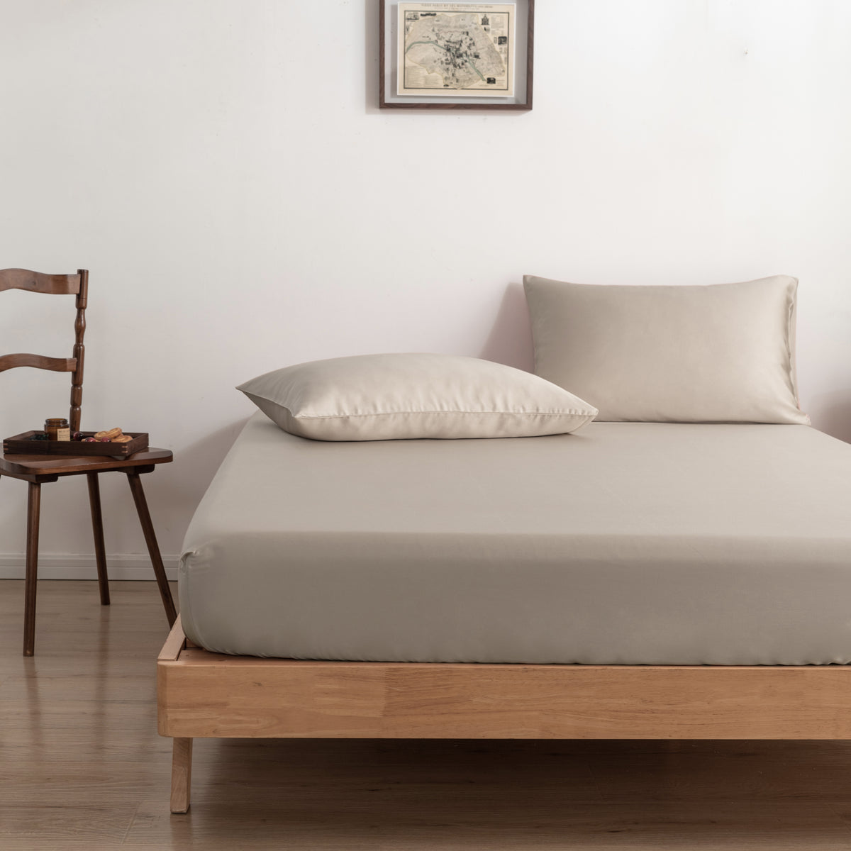 Hoeslaken Bamboe 400TC Taupe 40cm