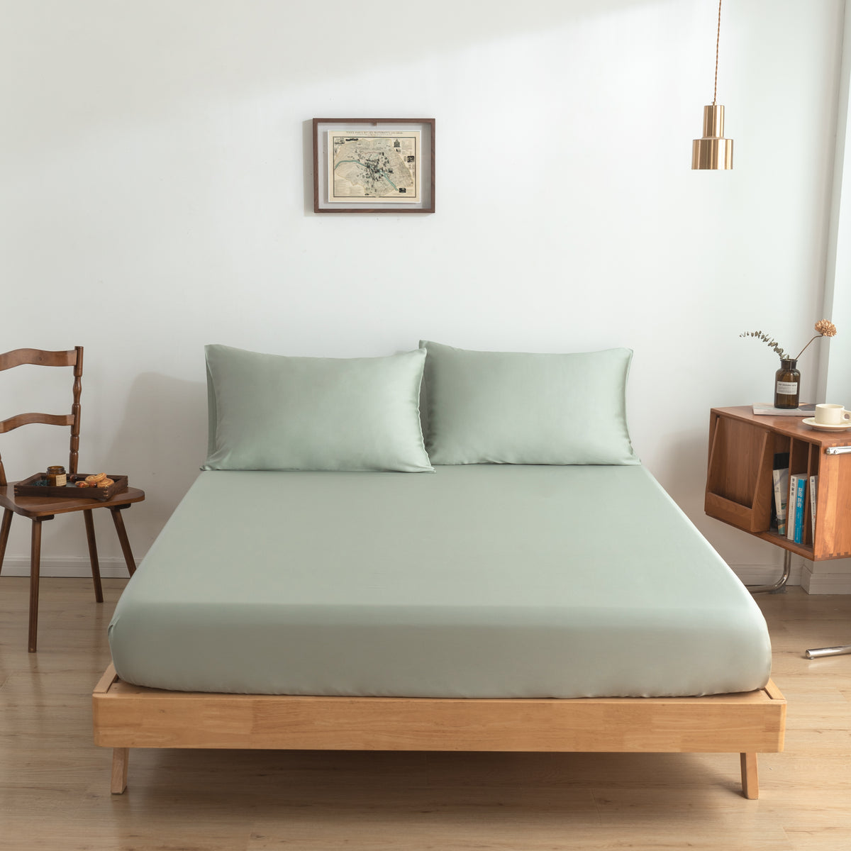Hoeslaken Bamboe 400TC Sage Green 40cm