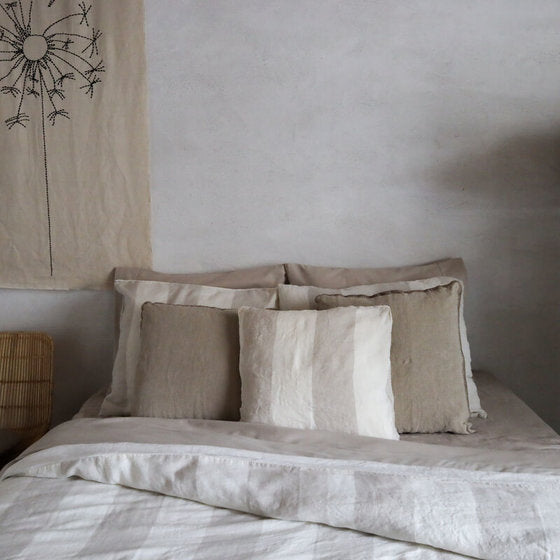 Dekbedovertrek Noa Linnen 186gsm Off-white/beige streep
