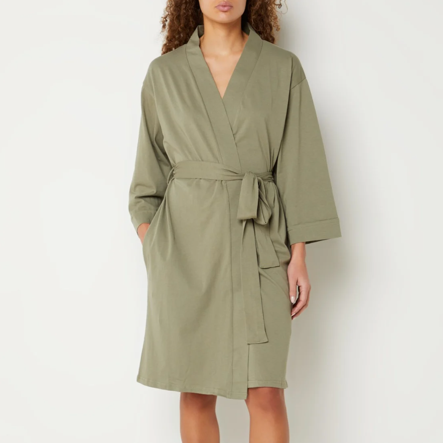 Badjas Kimono Saigon Katoen Jersey Unisex Donkergroen