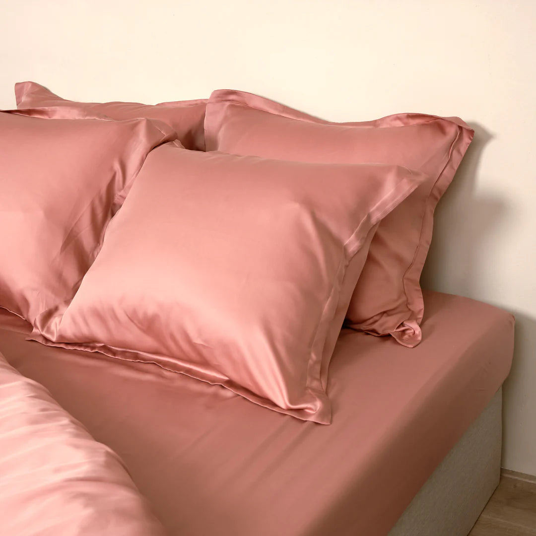 Hoeslaken TENCEL™ Sateen Terra-roze 30cm