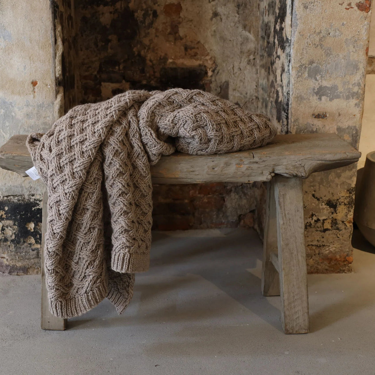 PLAID - Verbier wol alpaca stoere siersteek Beige
