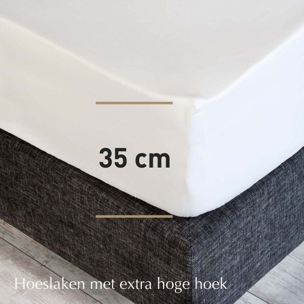 Hoeslaken Percal 200TC 40cm Steenkool
