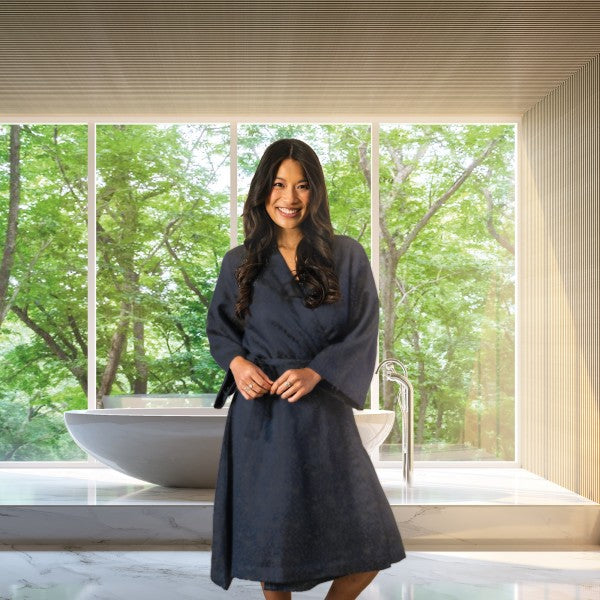 Badjas Kimono Tencel Unisex Donkerblauw