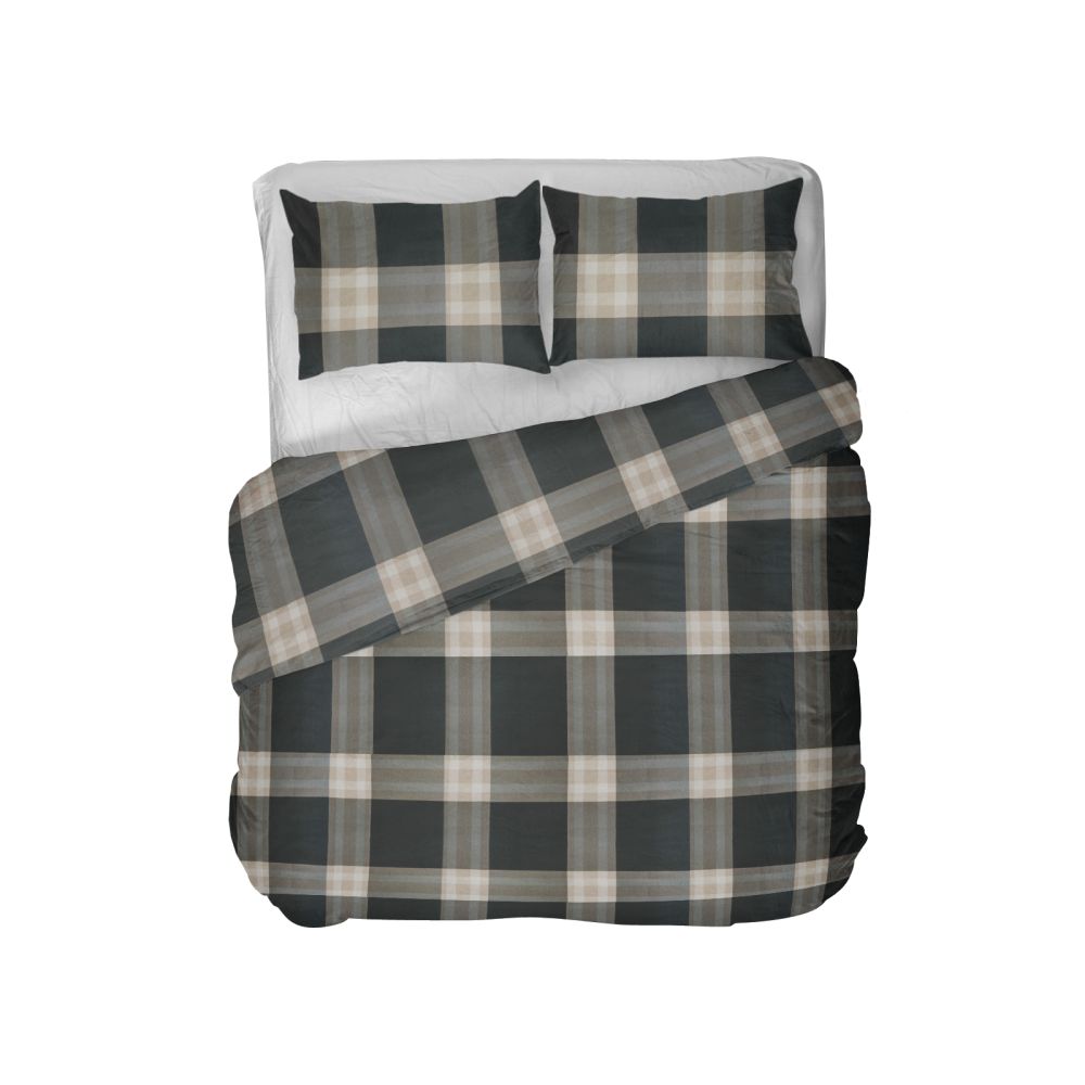 Dekbedovertrek Magome Katoen Flanel Blauw geblokt