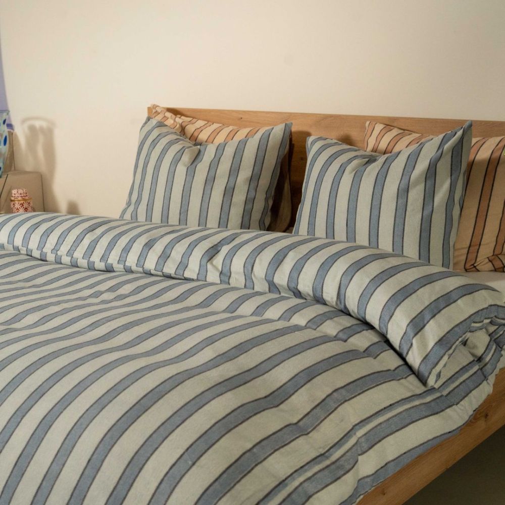 Dekbedovertrek Mala Katoen Flanel Blauw/Wit