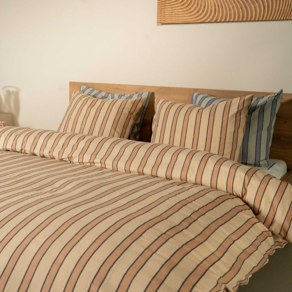 Dekbedovertrek Mala Katoen Flanel Beige/Wit