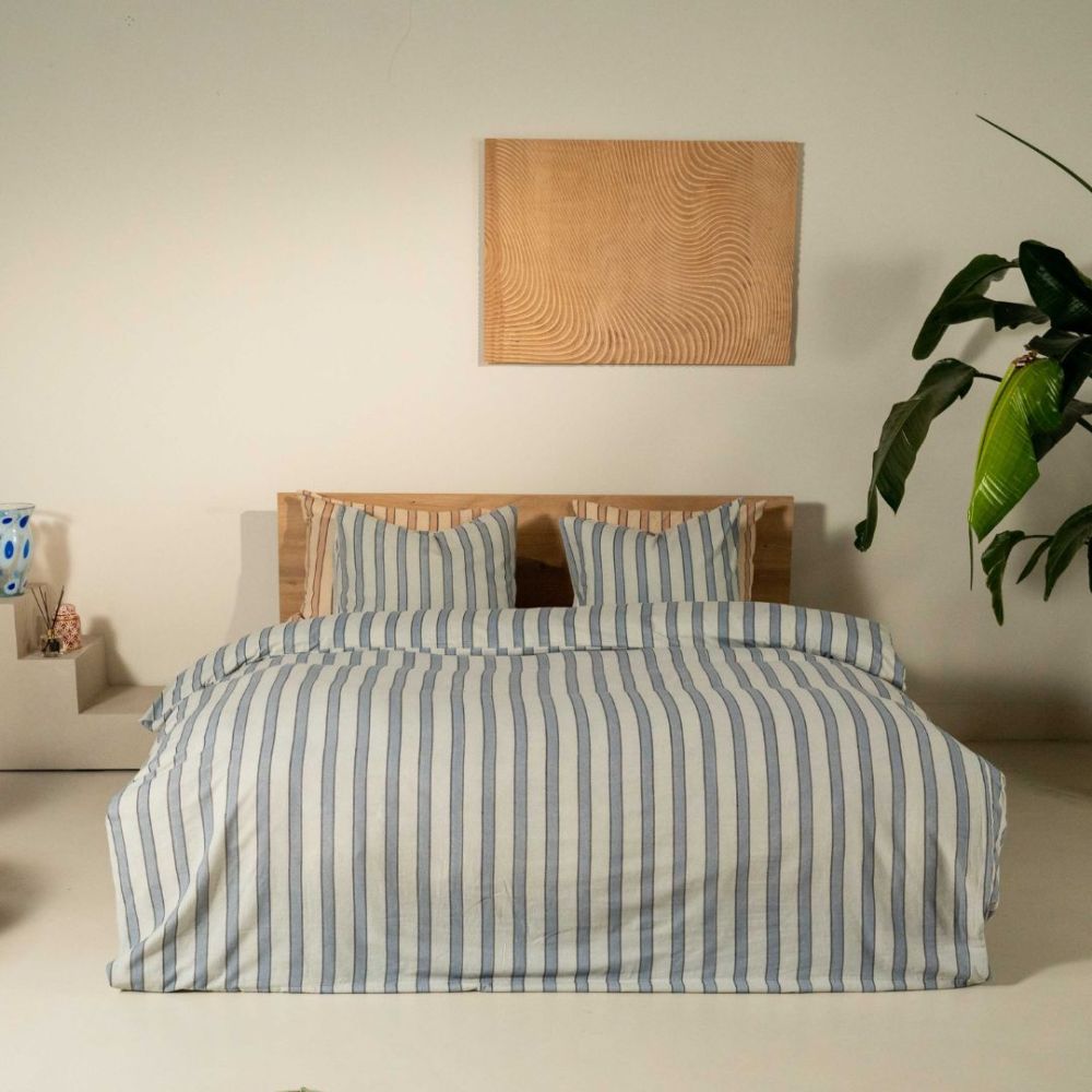 Dekbedovertrek Mala Katoen Flanel Blauw/Wit