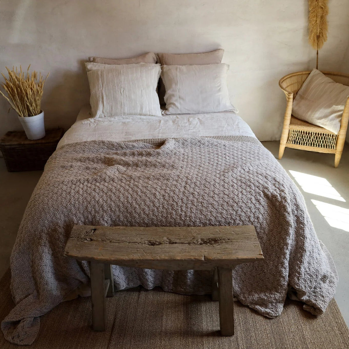PLAID - Verbier wol alpaca stoere siersteek Beige