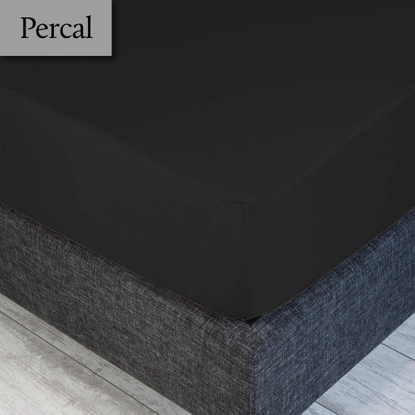Hoeslaken Percal 200TC 40cm Steenkool