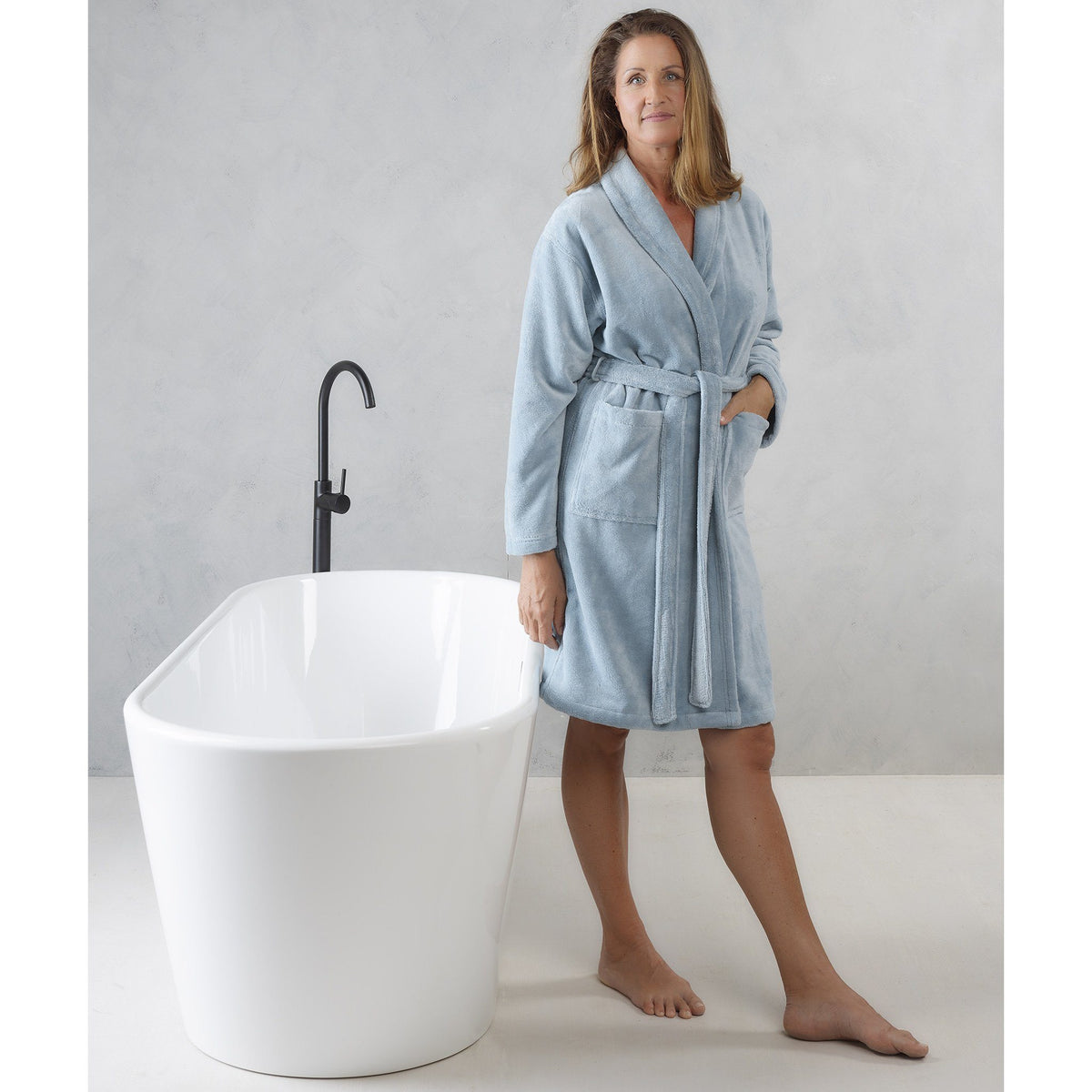 Badjas - Felicia 100% katoen Dames Lichtblauw Badjas DE WITTE LIETAER