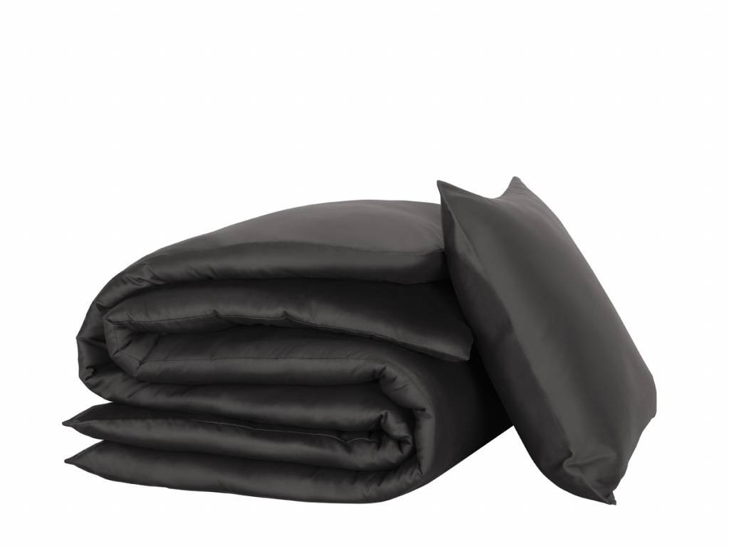 OLIVIA - Katoen Satijn Dekbedovertrek Ebony offblack Dekbedovertrek DE WITTE LIETAER