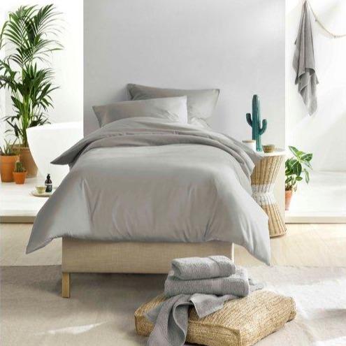 OLIVIA - Katoen Satijn Dekbedovertrek Dove Grijs Dekbedovertrek DE WITTE LIETAER