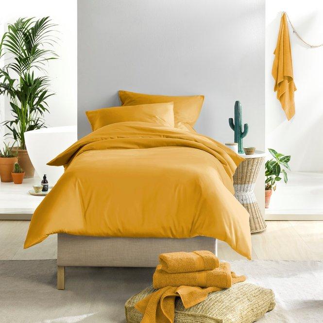 OLIVIA - Katoen Satijn Dekbedovertrek Golden Yellow Dekbedovertrek DE WITTE LIETAER