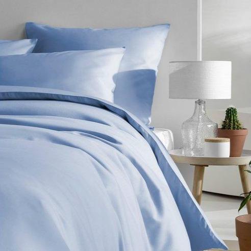 OLIVIA - Katoen Satijn Dekbedovertrek Serenity Blue Dekbedovertrek DE WITTE LIETAER