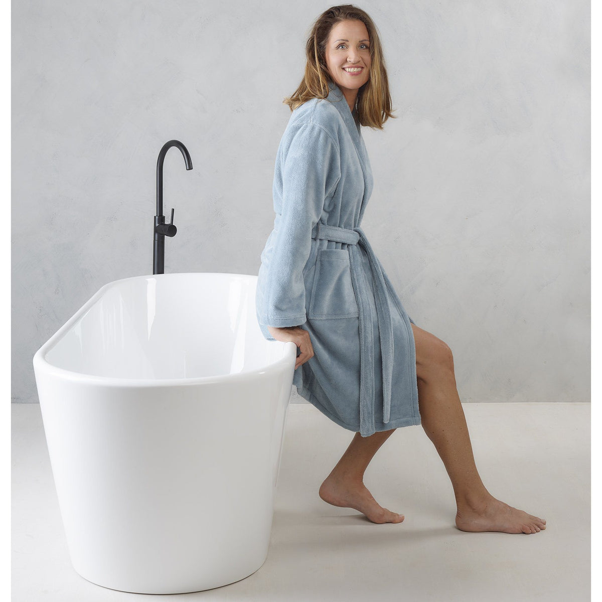 Badjas - Felicia 100% katoen Dames Lichtblauw Badjas DE WITTE LIETAER