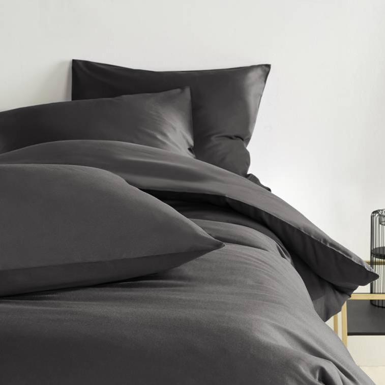 OLIVIA - Katoen Satijn Dekbedovertrek Ebony offblack Dekbedovertrek DE WITTE LIETAER