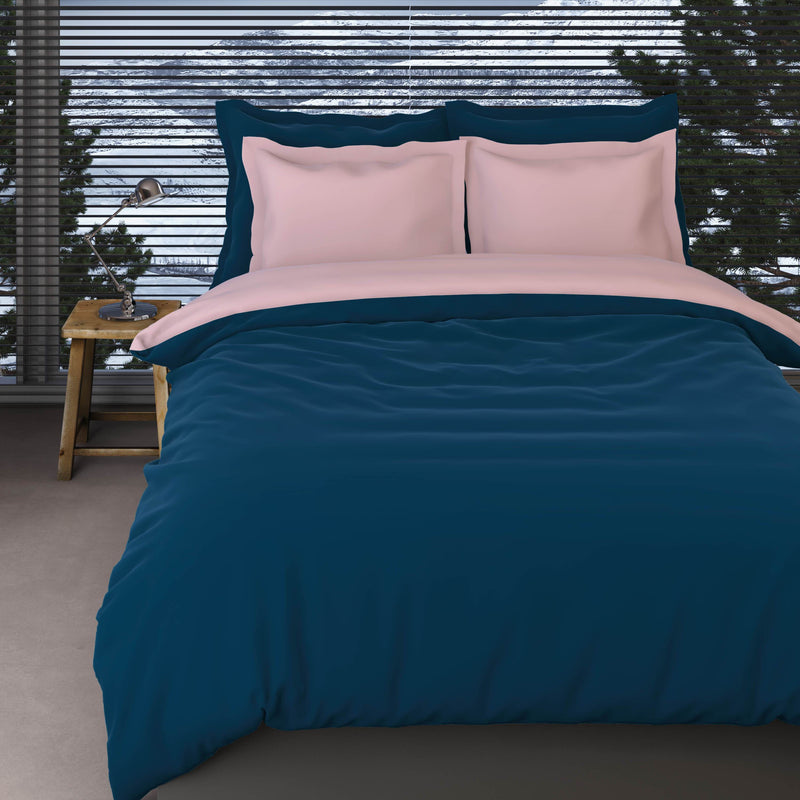COMTESSE - Flanel dekbedovertrek Teal/roze Dekbedovertrek ROMANETTE