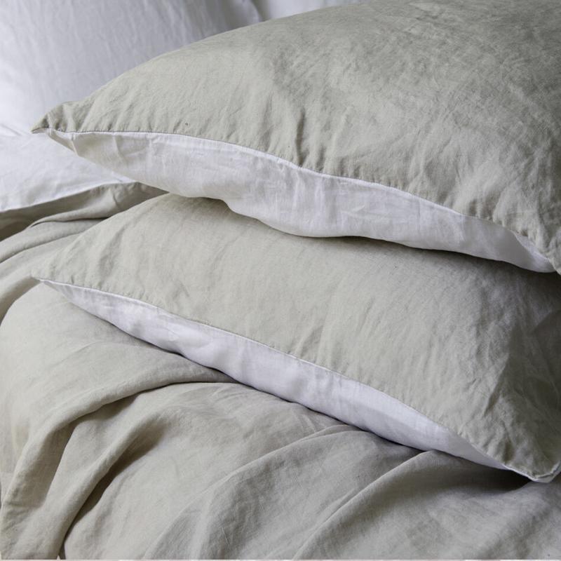 KUSSENSLOOP - Belle Linnen & katoen-satijn Wit/Antraciet Kussensloop basic PASSION FOR LINEN
