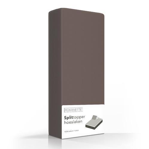 SPLIT-TOPPER Hoeslaken - Katoen Taupe 12 cm split-topper ROMANETTE 160 x 200 Taupe