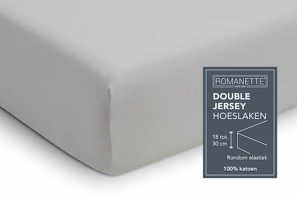HOESLAKEN - Double Jersey Zilver Hoeslaken ROMANETTE 1-persoons zilver