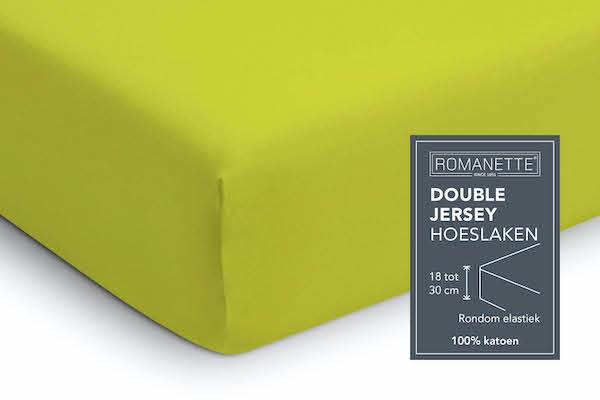HOESLAKEN - Double Jersey Antraciet Hoeslaken ROMANETTE 1-persoons limoen
