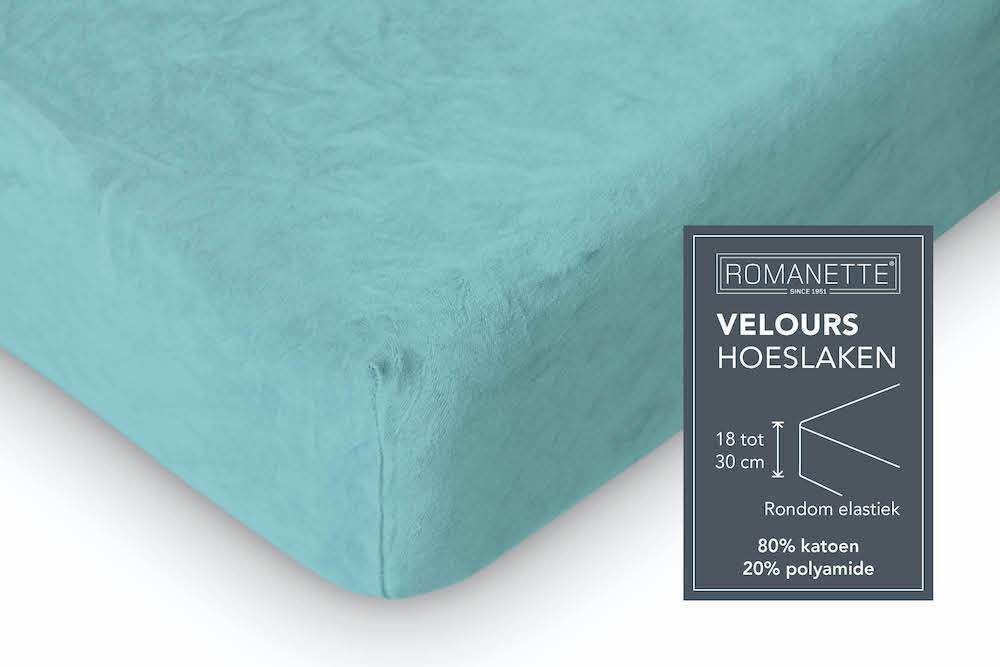 HOESLAKEN Velours - Bleu Hoeslaken ROMANETTE