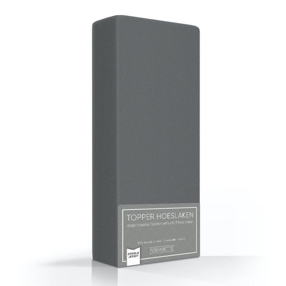TOPPER Hoeslaken Double Jersey Antraciet topper hoeslaken ROMANETTE 80 / 90 / 100 x 200 / 210 / 220 antra