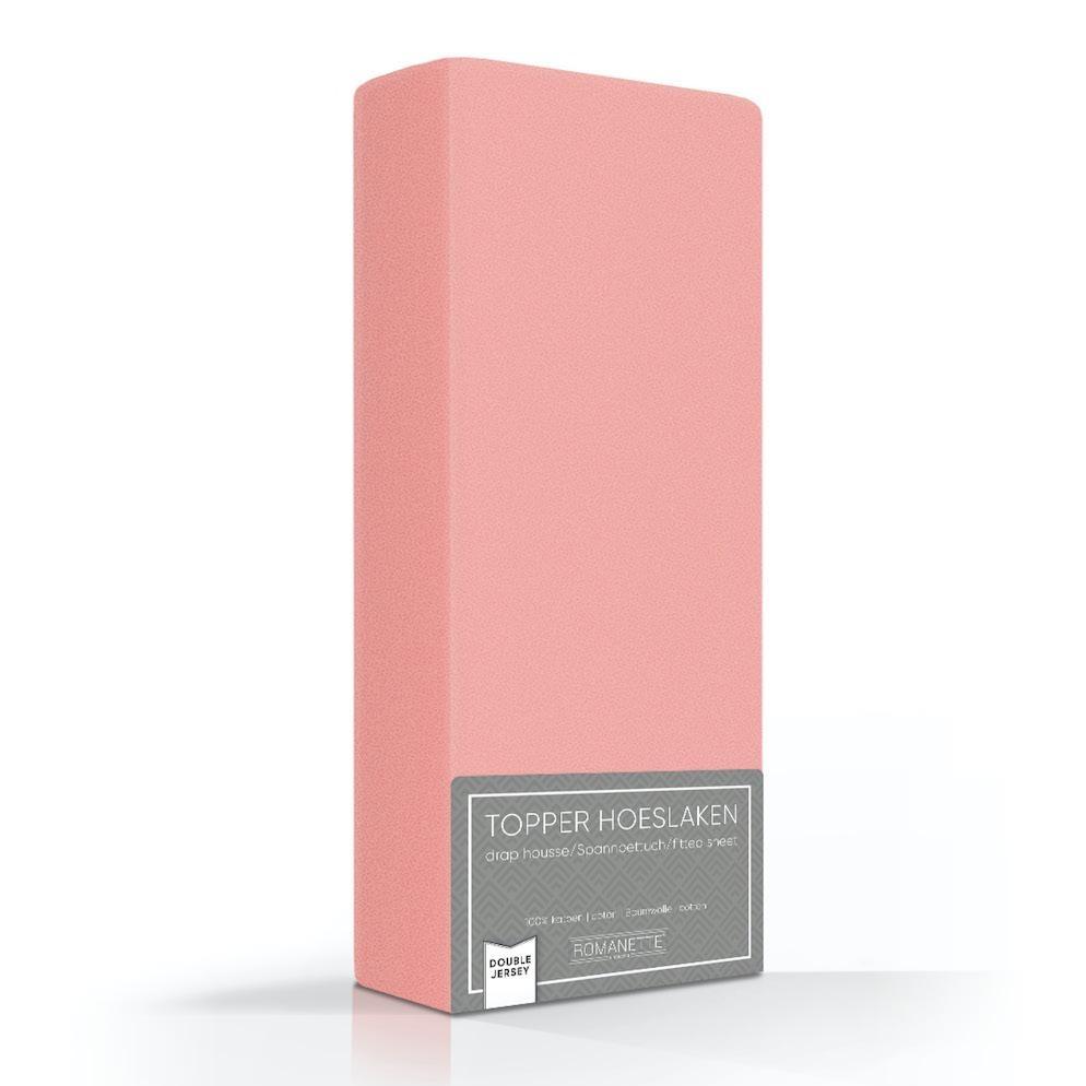 TOPPER Hoeslaken Double Jersey Antraciet topper hoeslaken ROMANETTE 80 / 90 / 100 x 200 / 210 / 220 blossom/rose