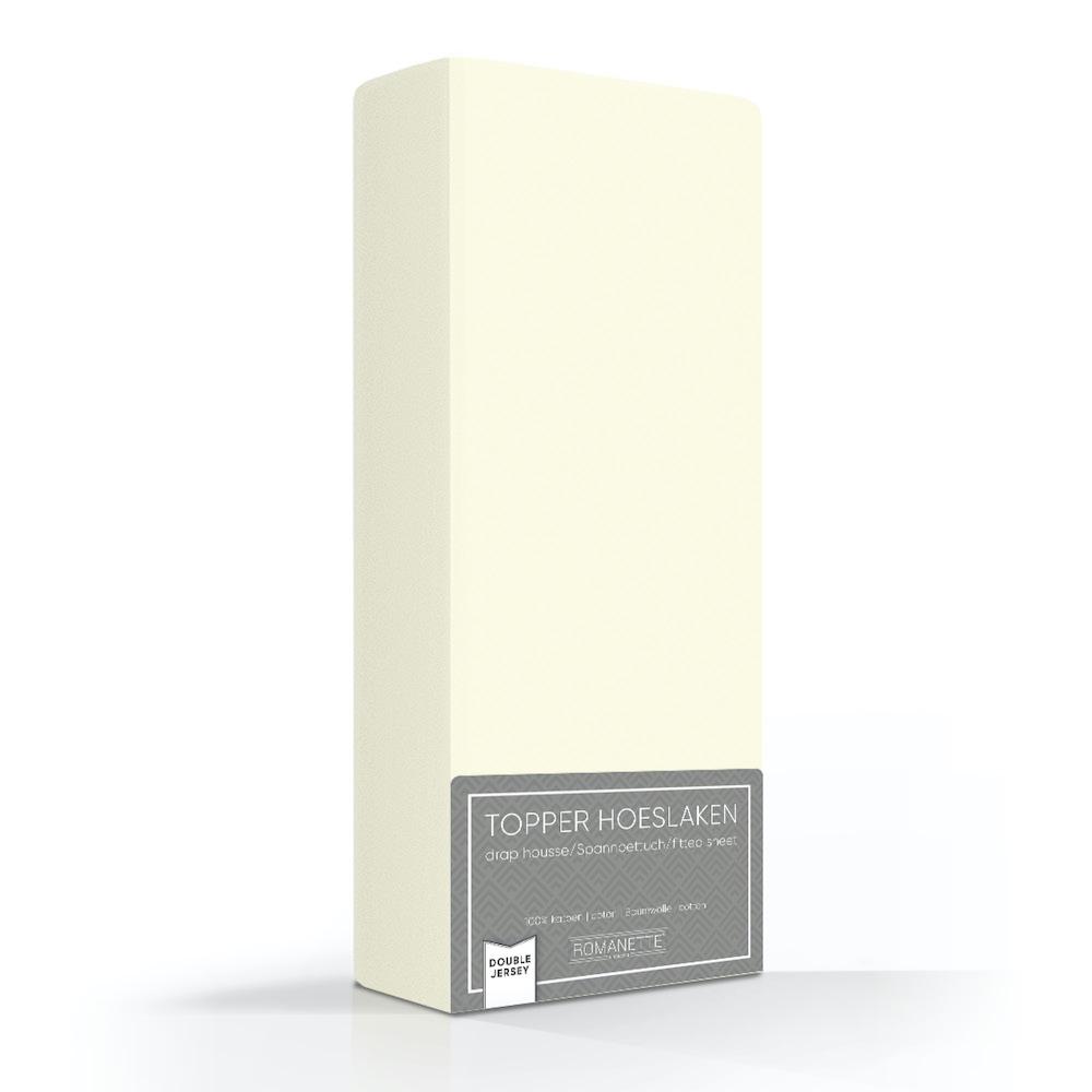TOPPER Hoeslaken Double Jersey Zand topper hoeslaken ROMANETTE 80 / 90 / 100 x 200 / 210 / 220 ivoor