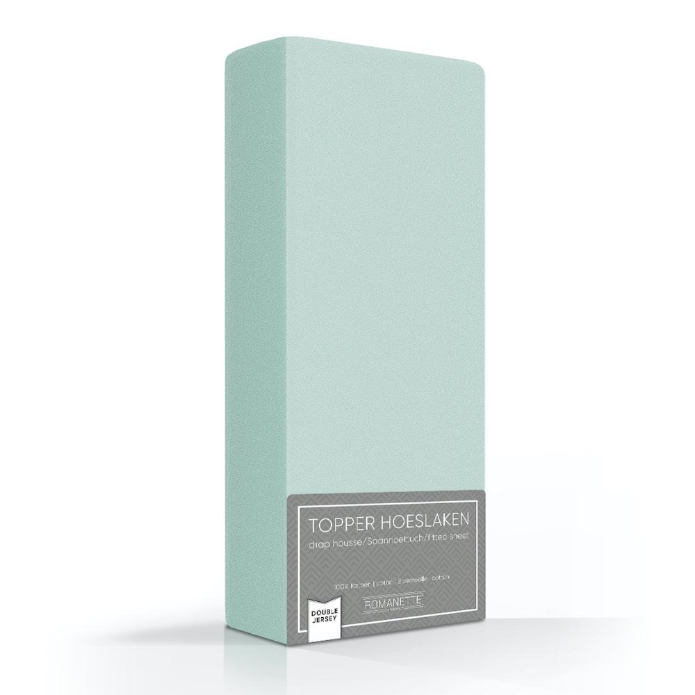 TOPPER Hoeslaken Double Jersey Blauw topper hoeslaken ROMANETTE 80 / 90 / 100 x 200 / 210 / 220 mistygroen