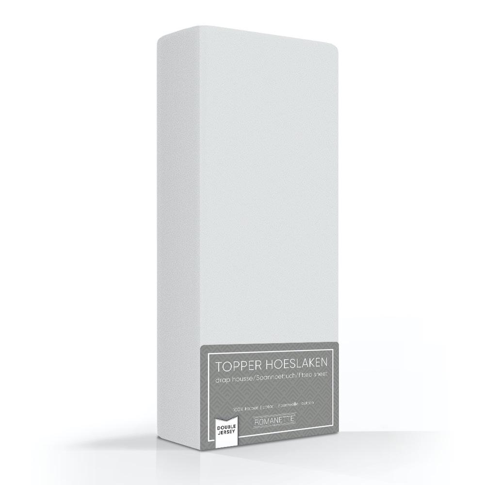 TOPPER Hoeslaken Double Jersey Antraciet topper hoeslaken ROMANETTE 80 / 90 / 100 x 200 / 210 / 220 zilver