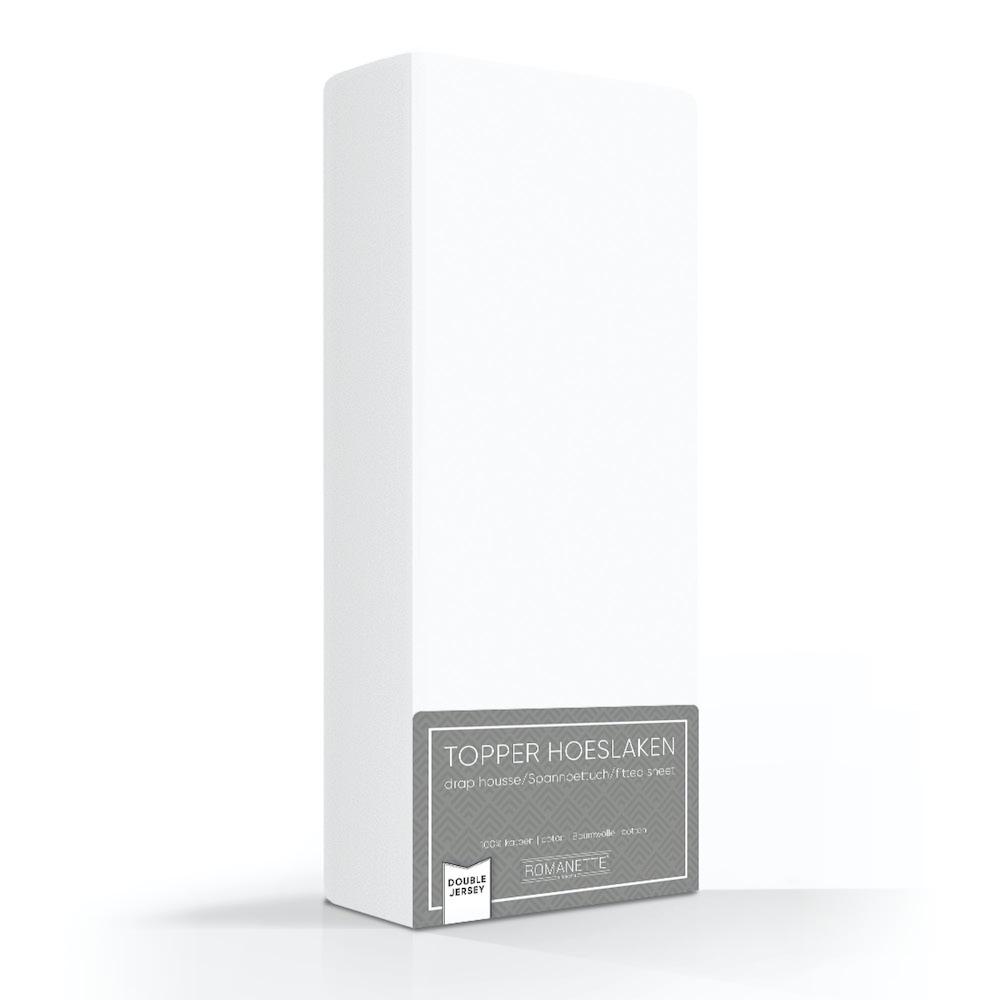 TOPPER Hoeslaken Double Jersey Antraciet topper hoeslaken ROMANETTE 80 / 90 / 100 x 200 / 210 / 220 wit