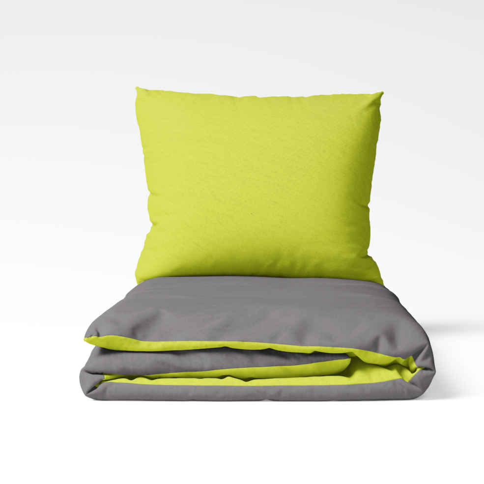 COMTESSE - Dekbedovertrek Flanel Antra/lime dekbedovertrek ROMANETTE 140 x 200/220cm + 1 sloop Antra/Lime