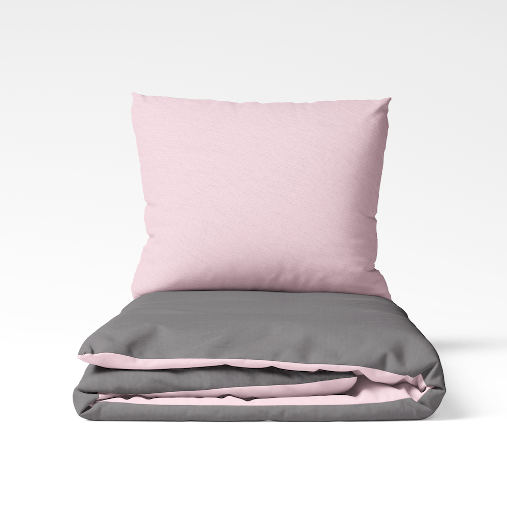 COMTESSE - Dekbedovertrek Flanel Antra/roze Dekbedovertrek ROMANETTE 140 x 200/220cm + 1 sloop Antra/Roze