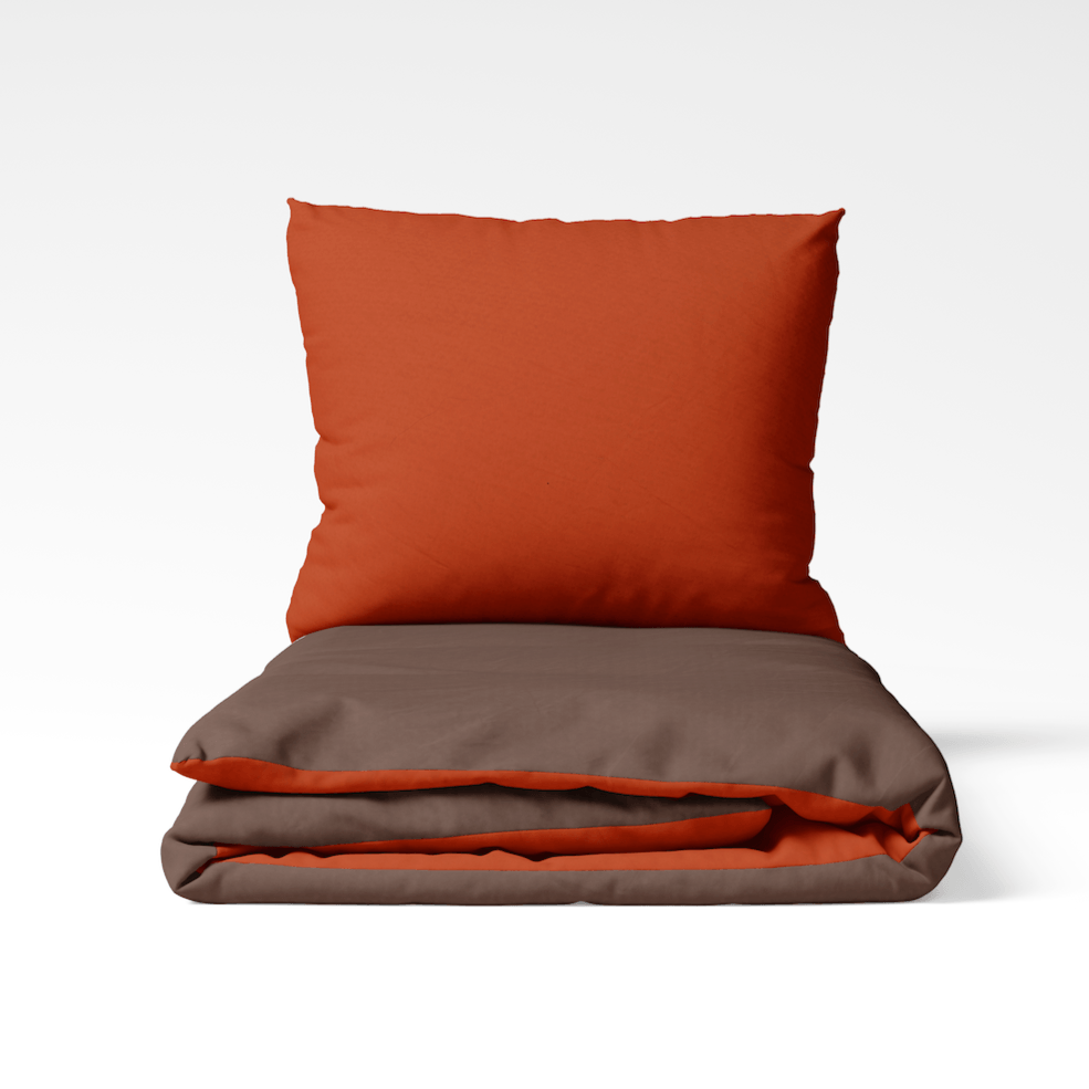 COMTESSE - Flanel dekbedovertrek Bruin/rood Dekbedovertrek ROMANETTE 140 x 200/220cm + 1 sloop Bruin/Rood