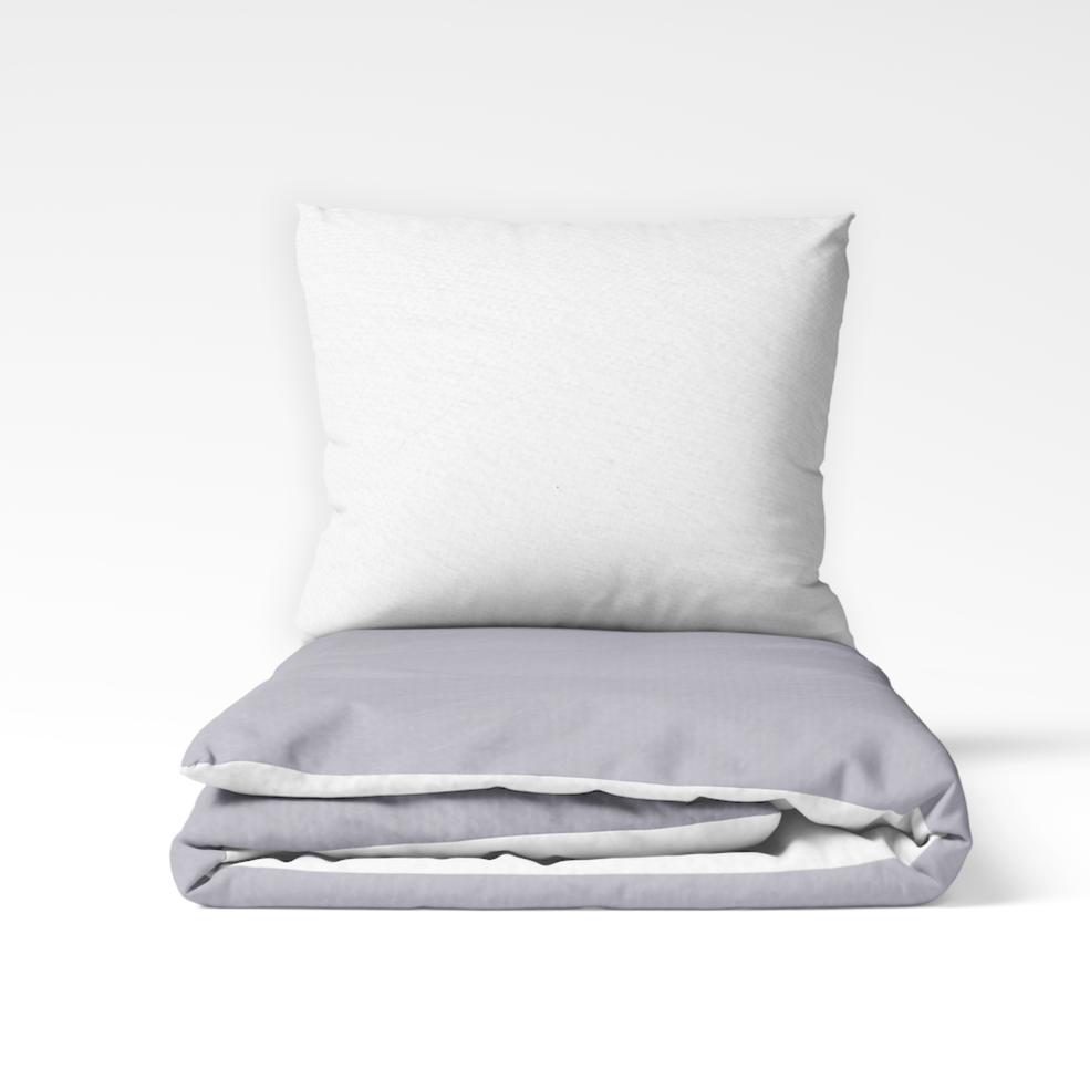 COMTESSE - Dekbedovertrek Flanel Zilver/wit Dekbedovertrek ROMANETTE 140 x 200/220cm + 1 sloop Zilver/Wit