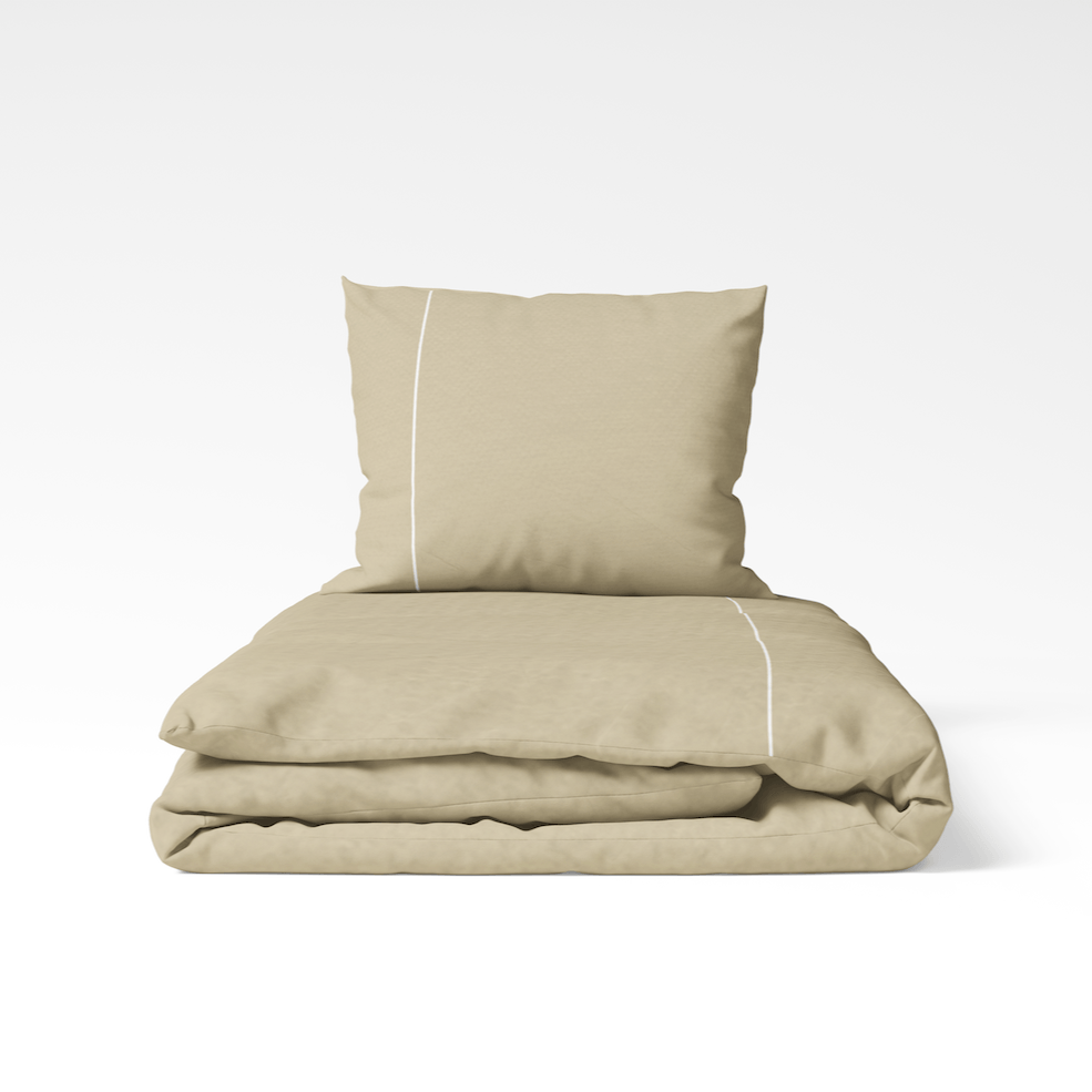 DUCHESSE - Flanel dekbedovertrek Zand/wit Dekbedovertrek ROMANETTE 140x200/220 + 1 sloop Zand/wit