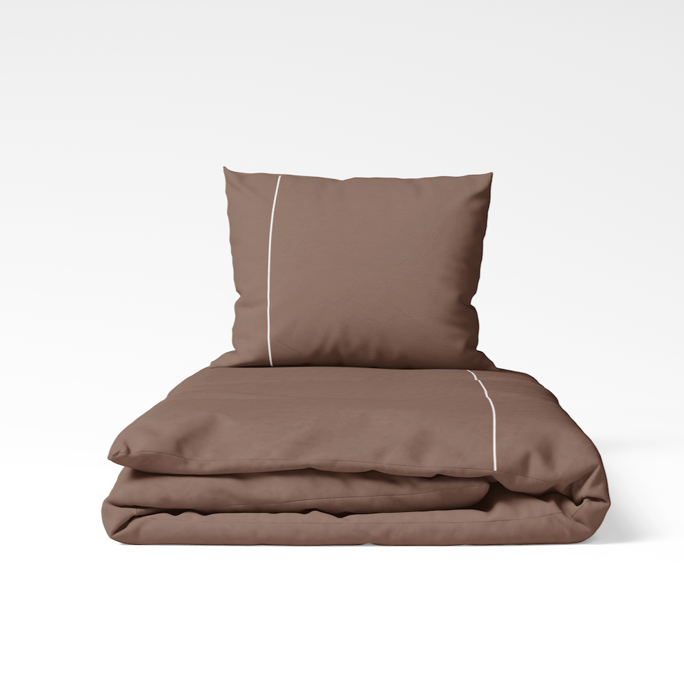 DUCHESSE - Flanel dekbedovertrek Taupe/wit Dekbedovertrek ROMANETTE 140x200/220 + 1 sloop Taupe-wit-flanel