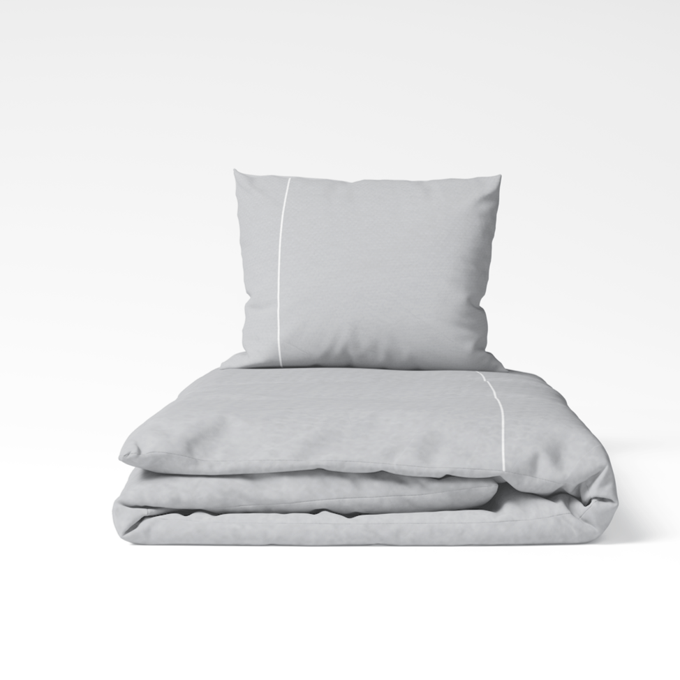 DUCHESSE - Flanel dekbedovertrek Zilver/wit Dekbedovertrek ROMANETTE 140x200/220 + 1 sloop Zilver-wit-flanel