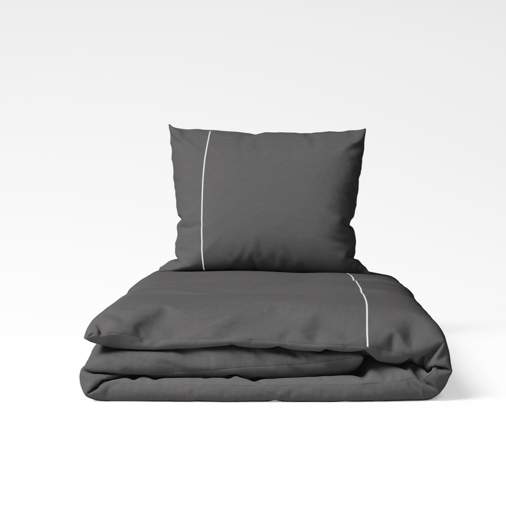 DUCHESSE - Flanel dekbedovertrek Antra/wit Dekbedovertrek ROMANETTE 140x200/220 + 1 sloop Antra/wit