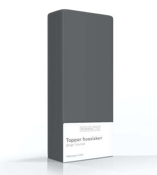 TOPPER Hoeslaken - Egyptisch Katoen Camel topper hoeslaken ROMANETTE 70 x 200 cm antraciet